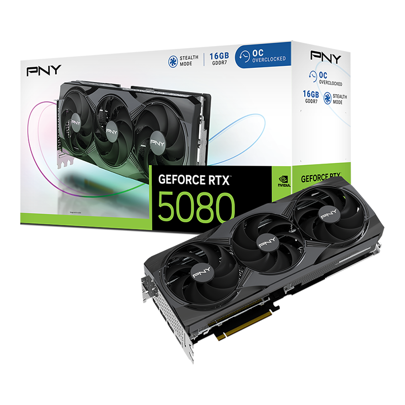 NVIDIA PNY GeForce RTX 5080 16GB Overclocked Triple Fan.