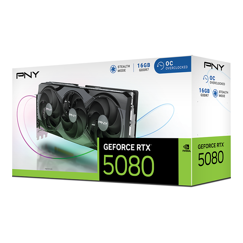 NVIDIA PNY GeForce RTX 5080 16GB Overclocked Triple Fan.