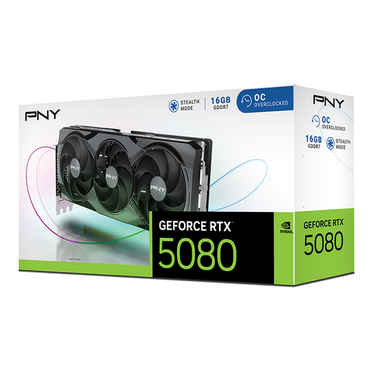 NVIDIA PNY GeForce RTX 5080 16GB Overclocked Triple Fan.